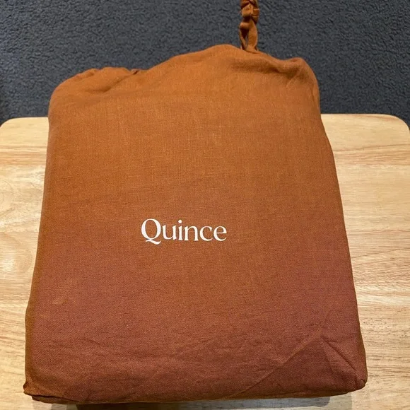 Quince European Linen Fitted Sheet Set Queen Terracotta Fitted + 2 Pillow Cases - Picture 3 of 6